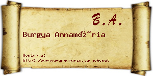 Burgya Annamária névjegykártya